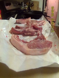 The first pork chops.